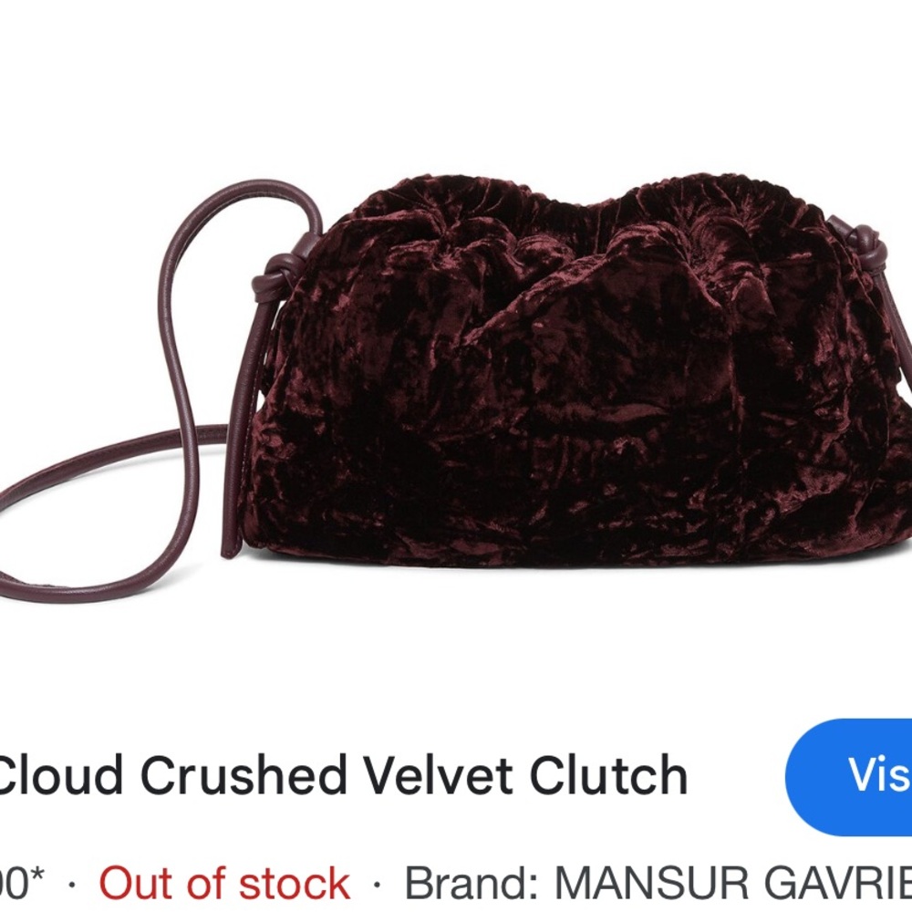 Mansur Gavriel Plush Crushed Velvet Drawstring Clutch — Deep Wine